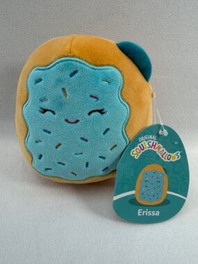 Squishmallows Erissa Mini Toaster Pastry Blue Plush Toy 5" Teal Tan Cookie